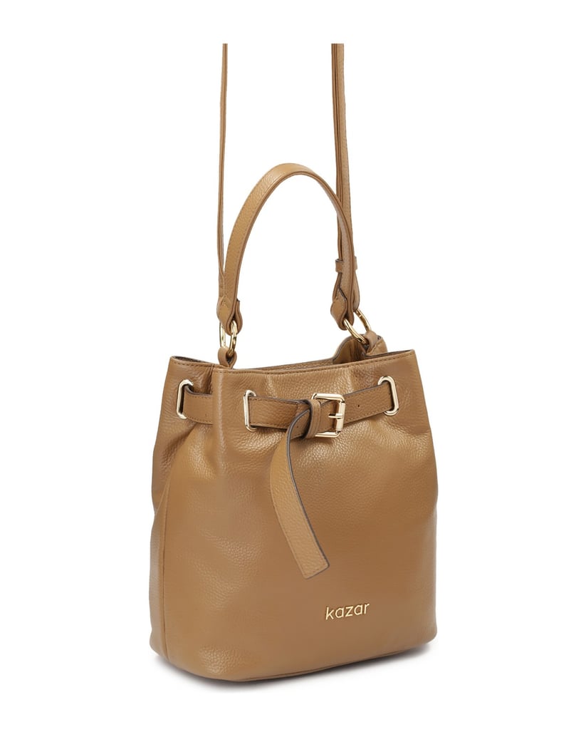 Kazar-Brown-handbag-with-decorative-strap-velbloudí