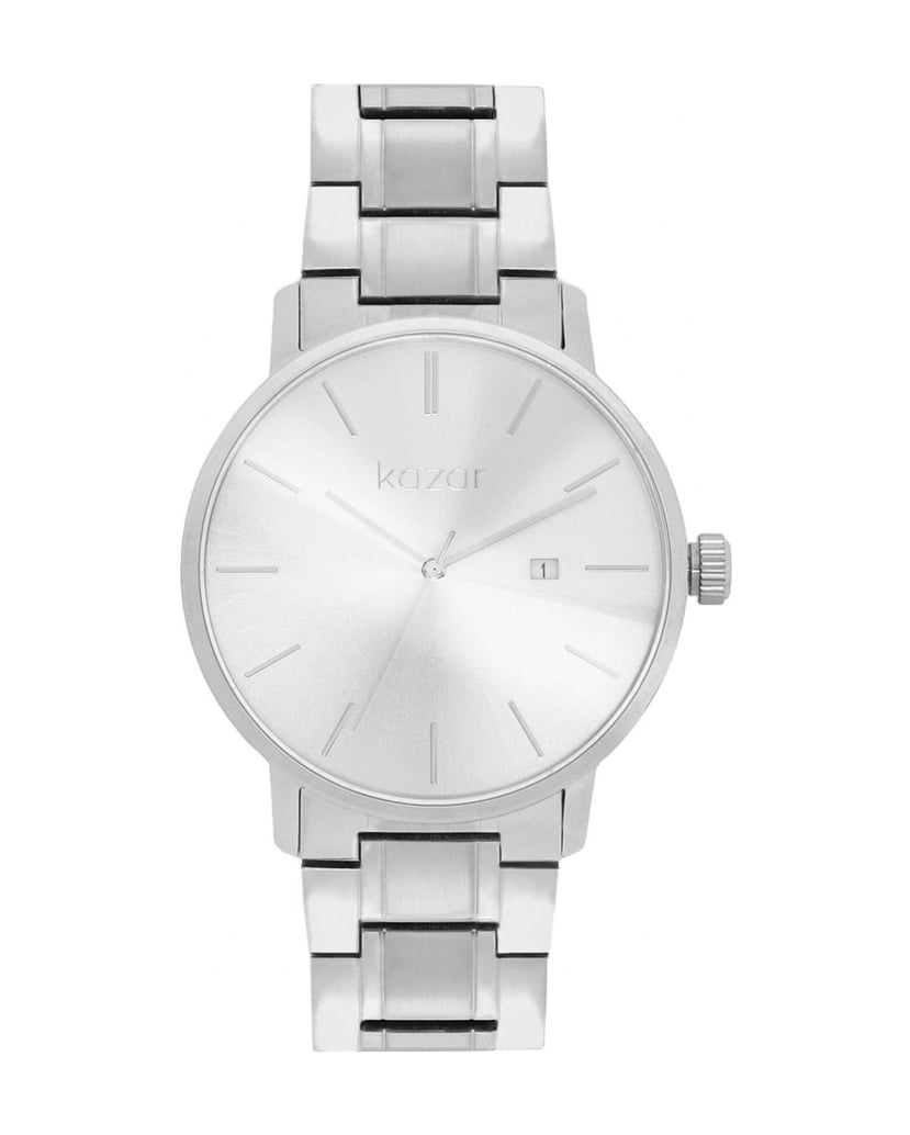 Kazar-Silberne-minimalistische-Uhr-an-einem-Ar-silber