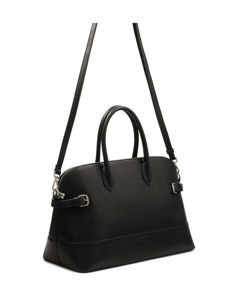 Kazar-Schwarze-Lederhandtasche-mit-Riemen-an-d-schwarz