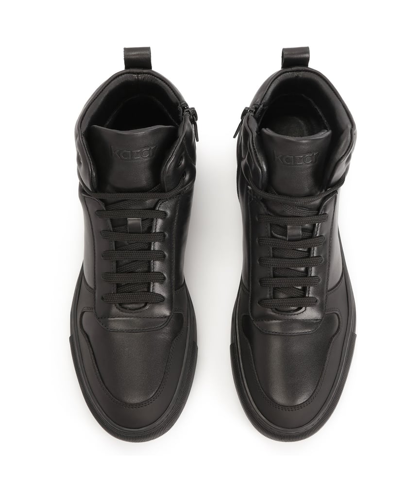 Kazar-Herren-Sneaker-aus-Glattleder-mit-Zehenk-schwarz