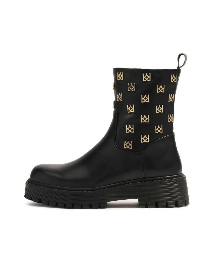 Kazar-Zipper-boots-decorated-with-metal-monograms-čierna