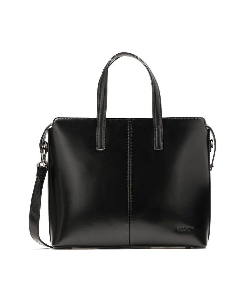 Kazar-Schwarze-Lederhandtasche-im-Business-Sti-schwarz