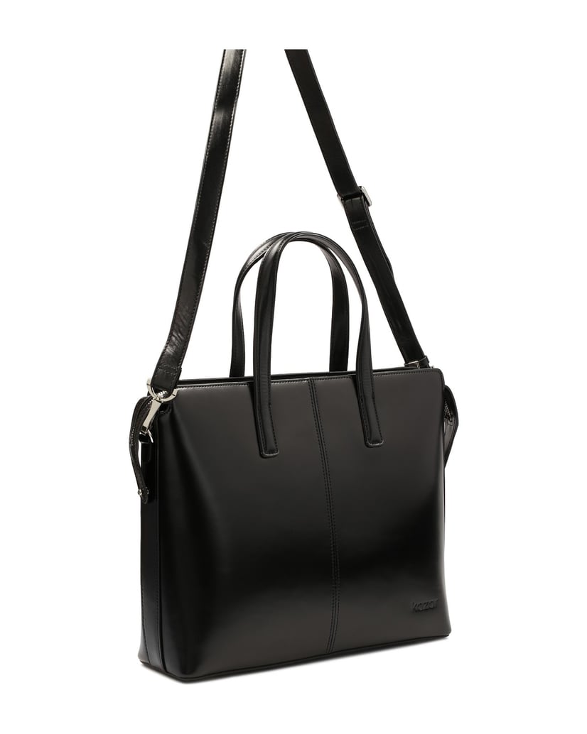 Kazar-Schwarze-Lederhandtasche-im-Business-Sti-schwarz