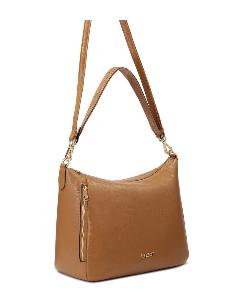 Kazar-Light-brown-handbag-with-detachable-strap-velbloudí
