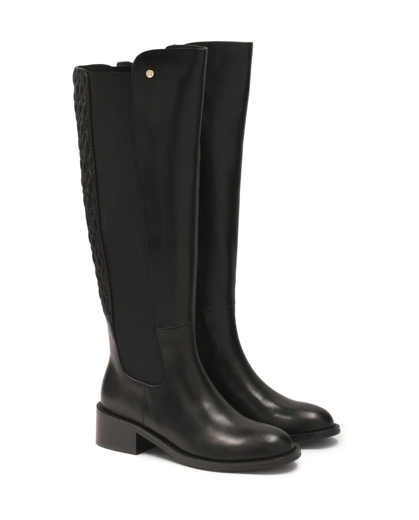 Kazar-Lederstiefel-mit-knittrigem-Schaft-zum-H-schwarz