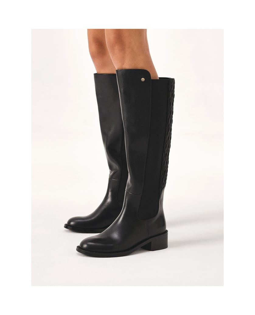 Kazar-Lederstiefel-mit-knittrigem-Schaft-zum-H-schwarz