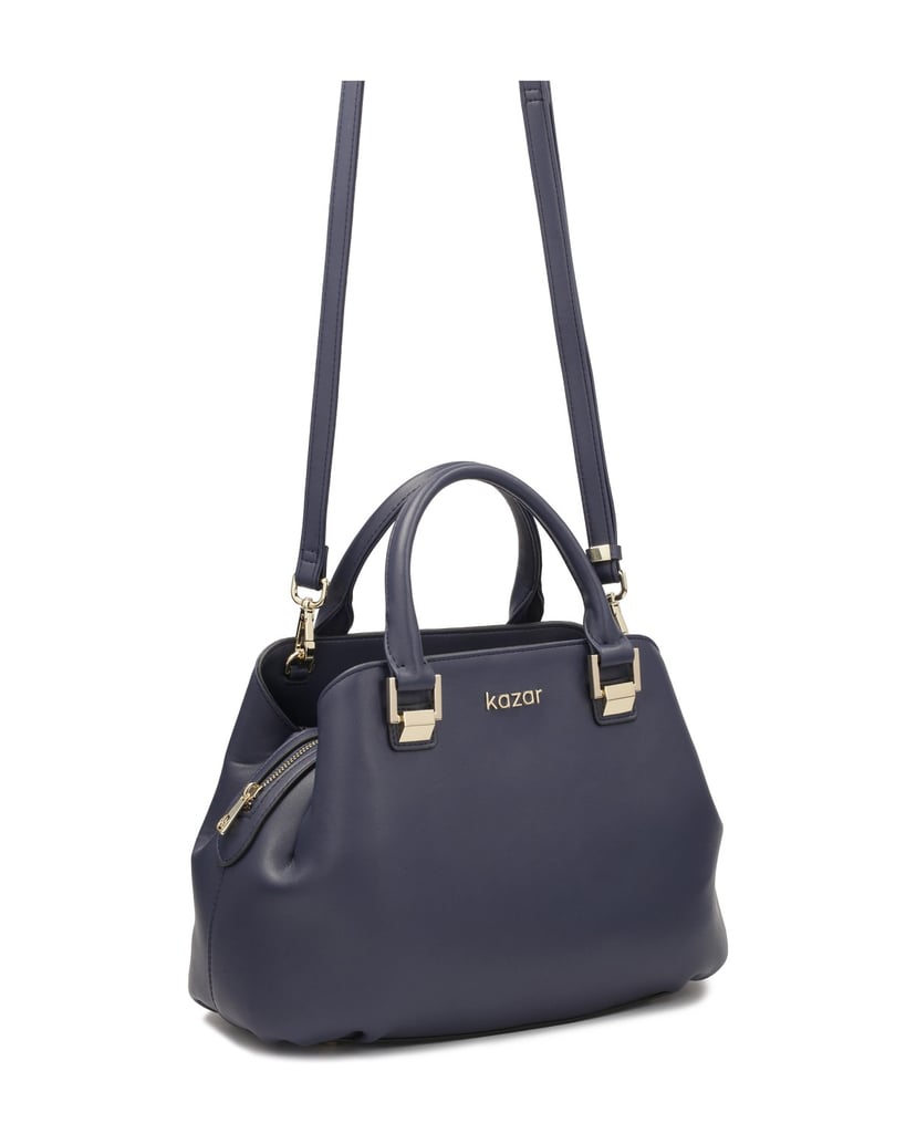 Kazar-Navy-blue-leather-handbag-with-hand-grips-tmavě-modrá