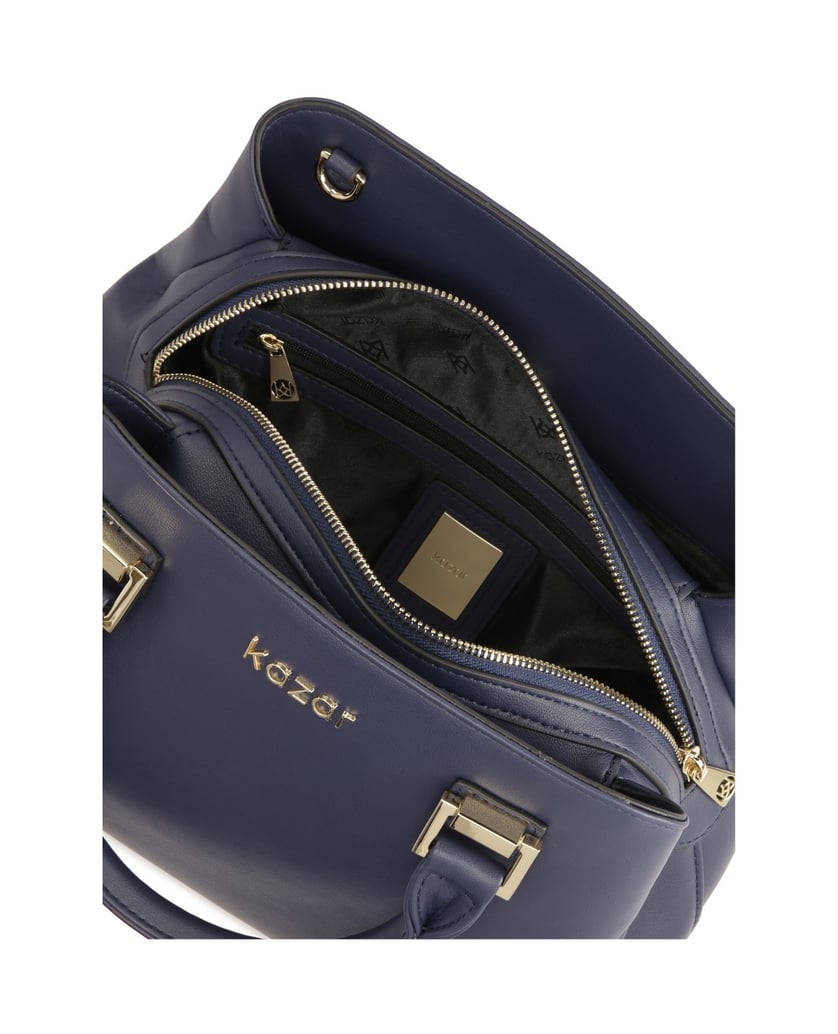 Kazar-Navy-blue-leather-handbag-with-hand-grips-tmavě-modrá