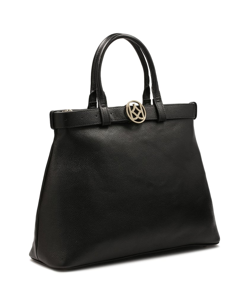 Kazar-Trapeze-bag-decorated-with-a-strap-čierna