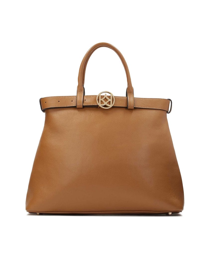 Kazar-Light-brown-handbag-with-buckle-strap-ťavia