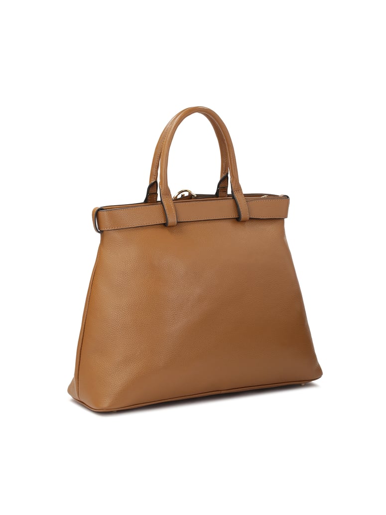 Kazar-Light-brown-handbag-with-buckle-strap-ťavia