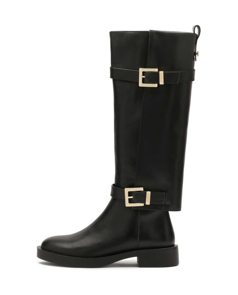 Kazar-Schwarze-flache-Stiefel-mit-Overlay-Scha-schwarz