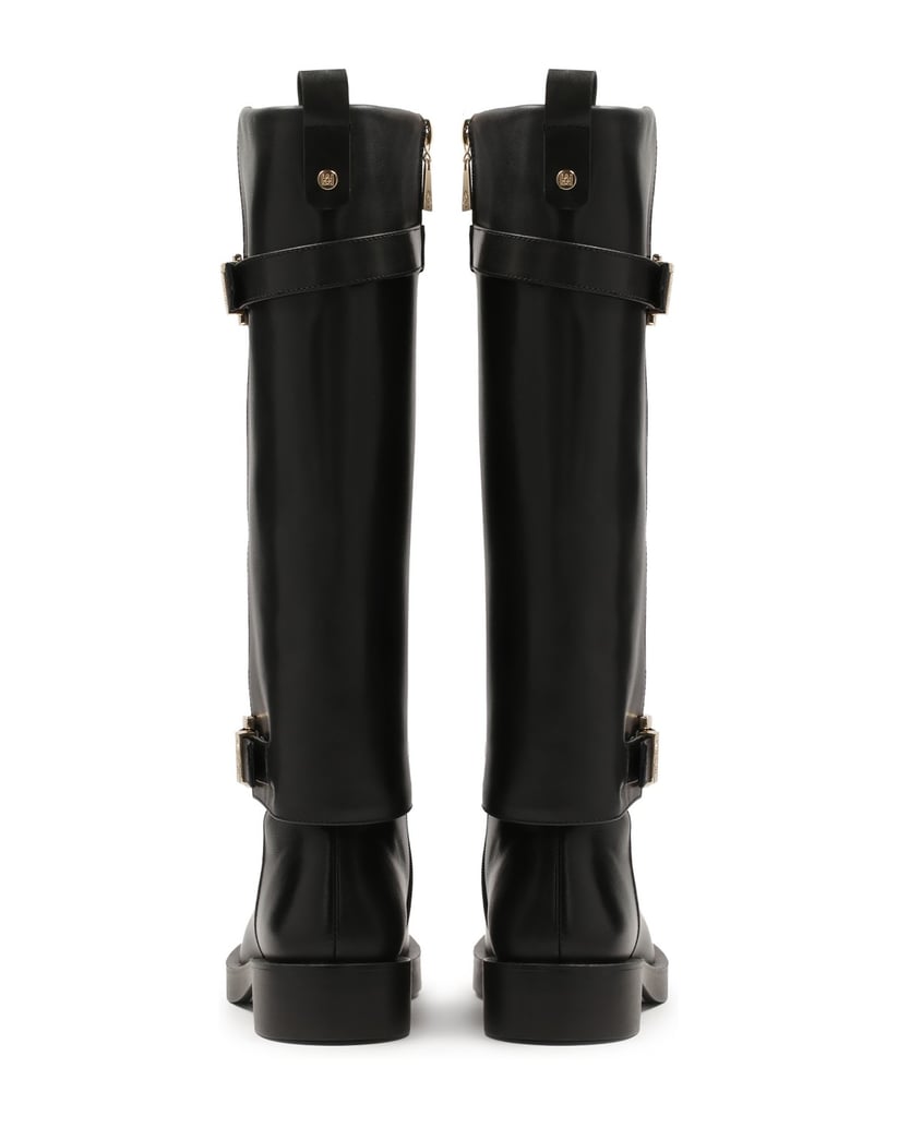 Kazar-Schwarze-flache-Stiefel-mit-Overlay-Scha-schwarz