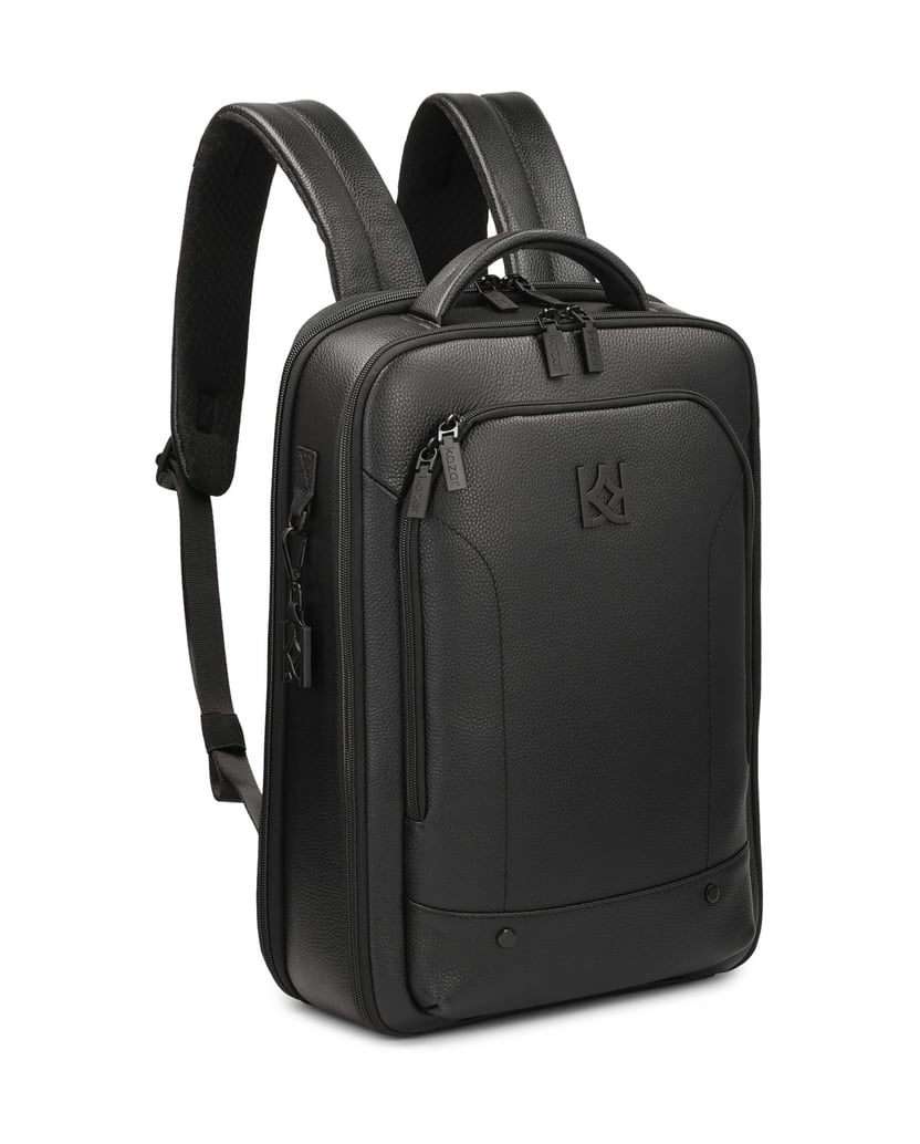Kazar-Schwarzer-Lederrucksack-mit-Laptopfach-schwarz