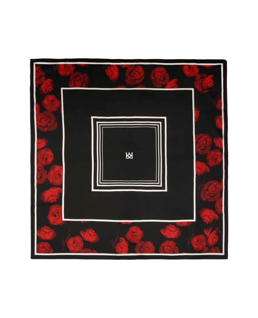 Kazar-Schwarzer-Seidenschal-mit-floralem-Muste-schwarz