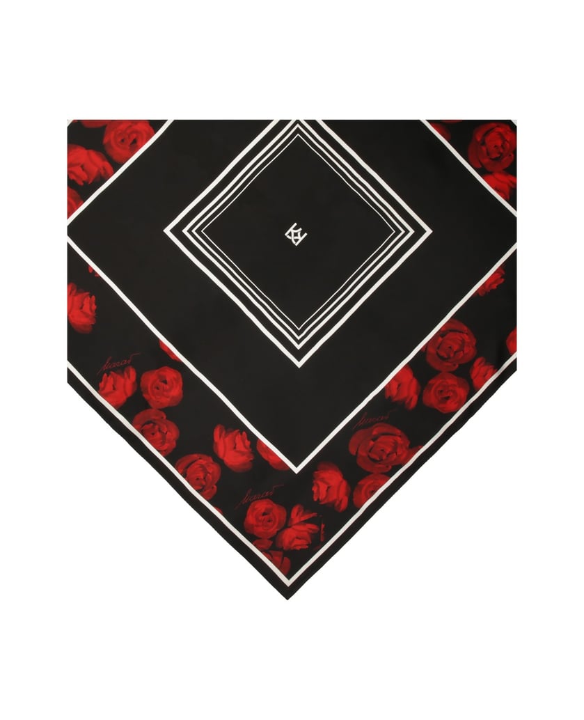 Kazar-Schwarzer-Seidenschal-mit-floralem-Muste-schwarz