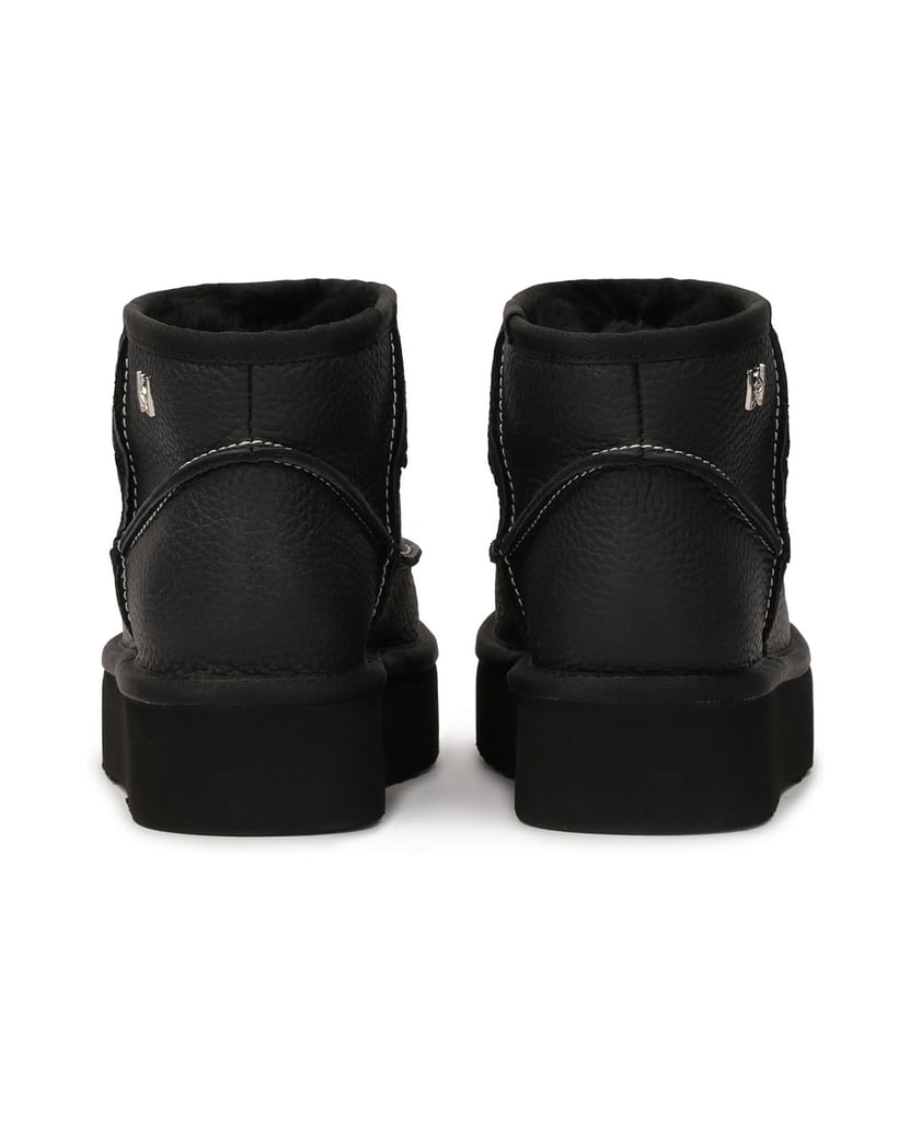 Kazar-Black-leather-snow-boots-with-white-threading-černá
