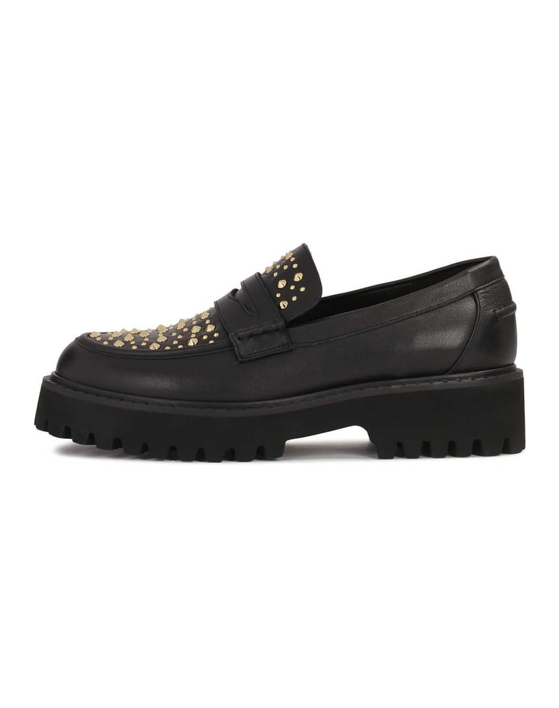 Kazar-Black-shoes-with-gold-rhinestones-čierna