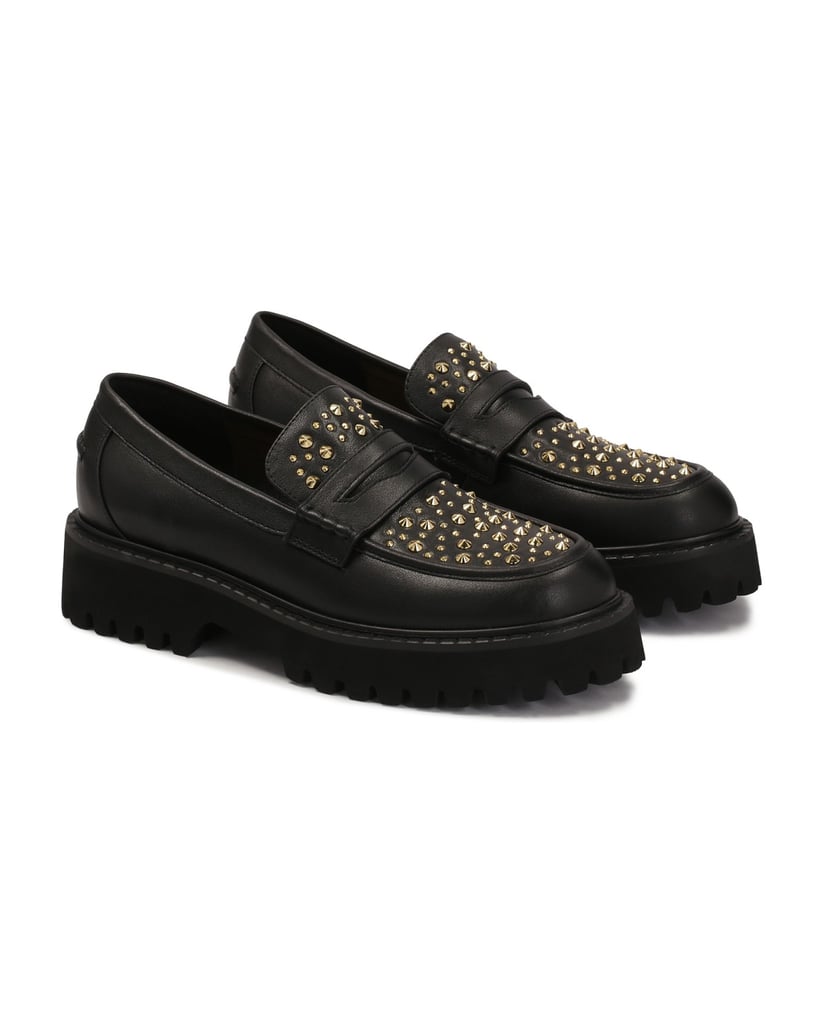 Kazar-Black-shoes-with-gold-rhinestones-čierna
