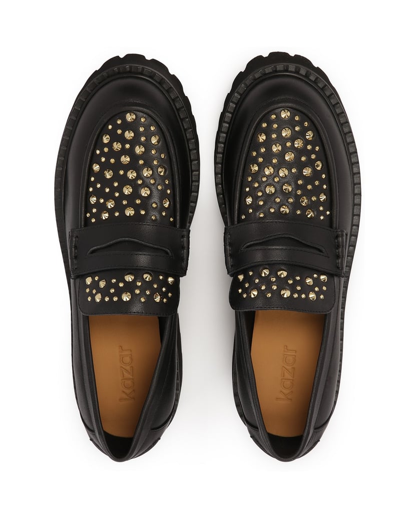 Kazar-Black-shoes-with-gold-rhinestones-čierna