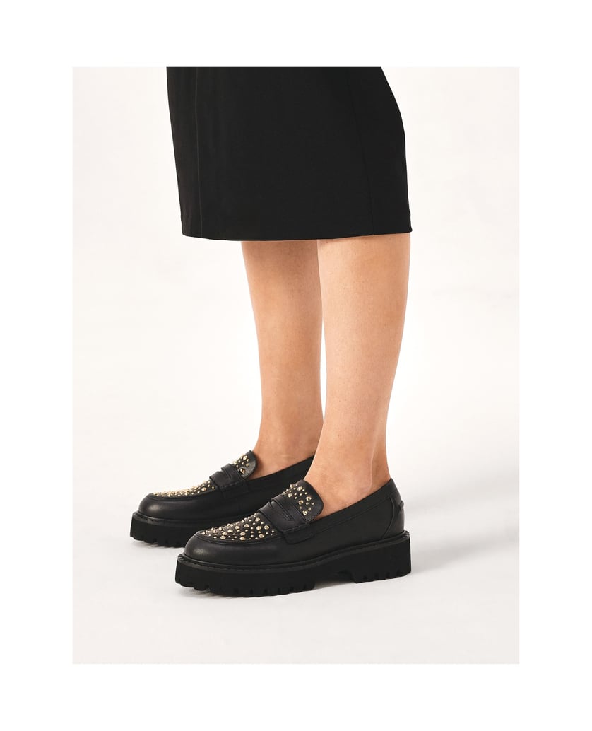 Kazar-Black-shoes-with-gold-rhinestones-čierna