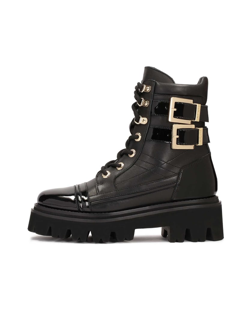 Kazar-Leather-boots-with-patent-leather-elements-čierna