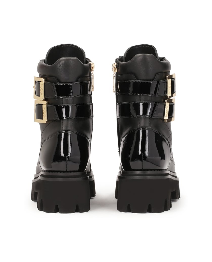 Kazar-Leather-boots-with-patent-leather-elements-čierna