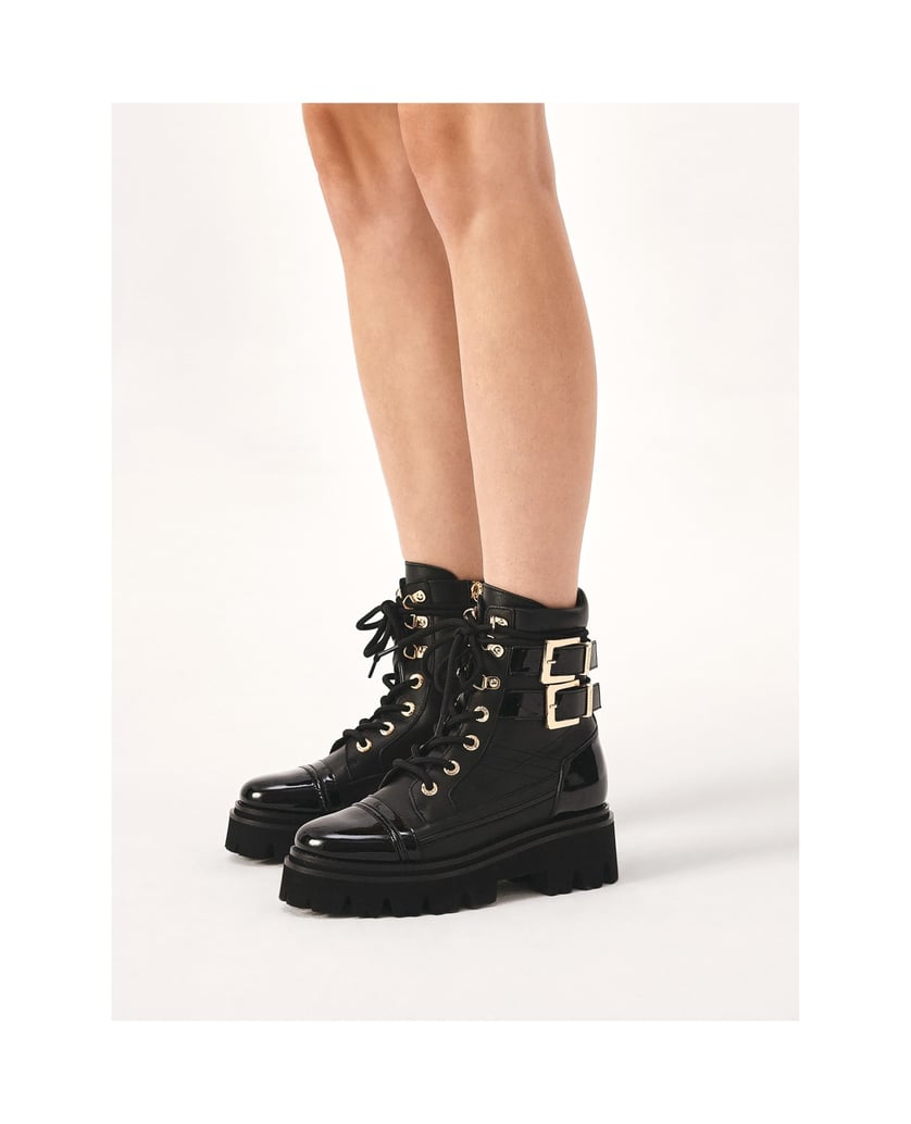 Kazar-Leather-boots-with-patent-leather-elements-čierna