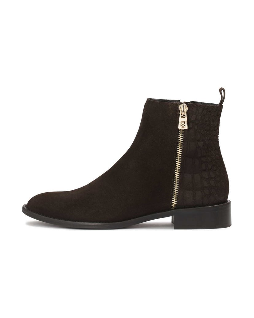 Kazar-Zippered-suede-boots-with-embossed-pattern-tmavě-hnědá