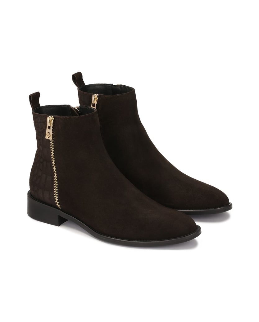 Kazar-Zippered-suede-boots-with-embossed-pattern-tmavě-hnědá