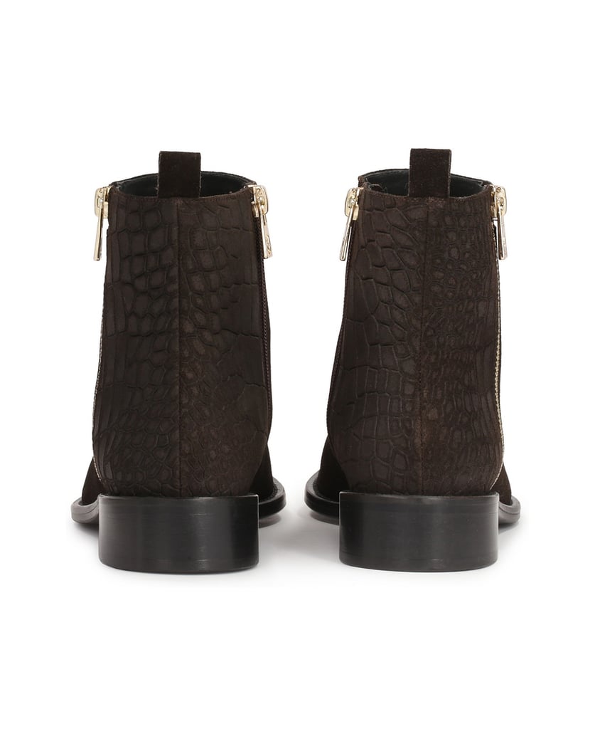 Kazar-Zippered-suede-boots-with-embossed-pattern-tmavě-hnědá
