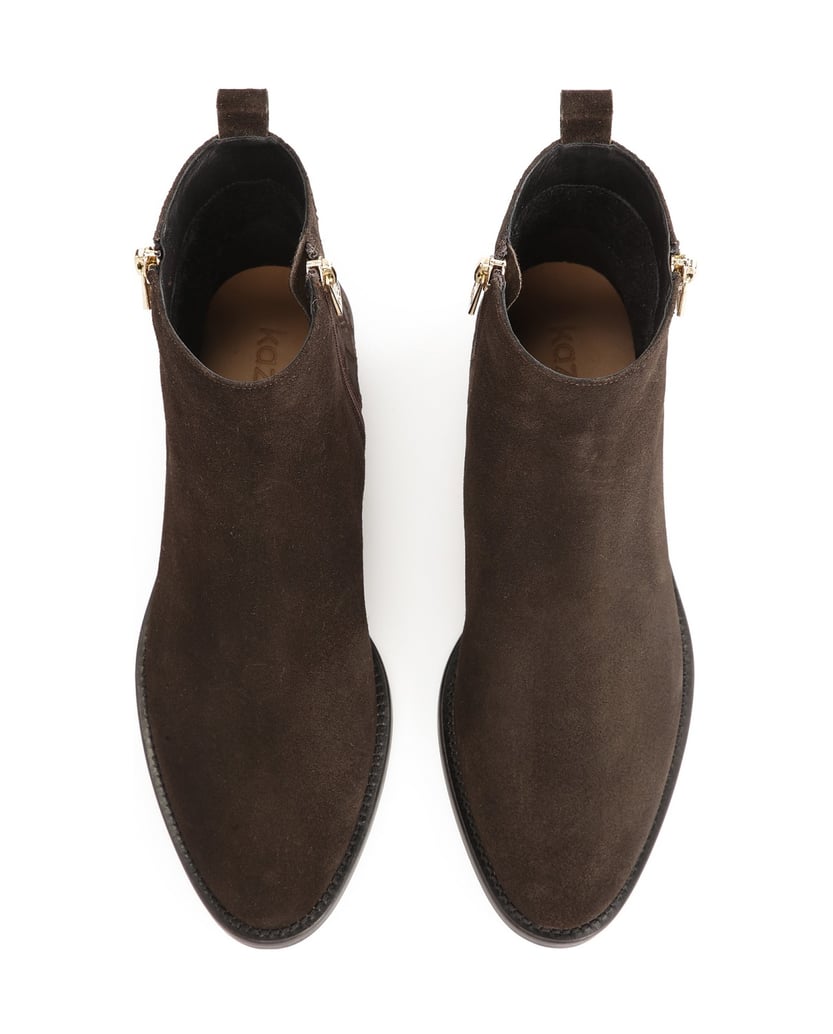 Kazar-Zippered-suede-boots-with-embossed-pattern-tmavě-hnědá