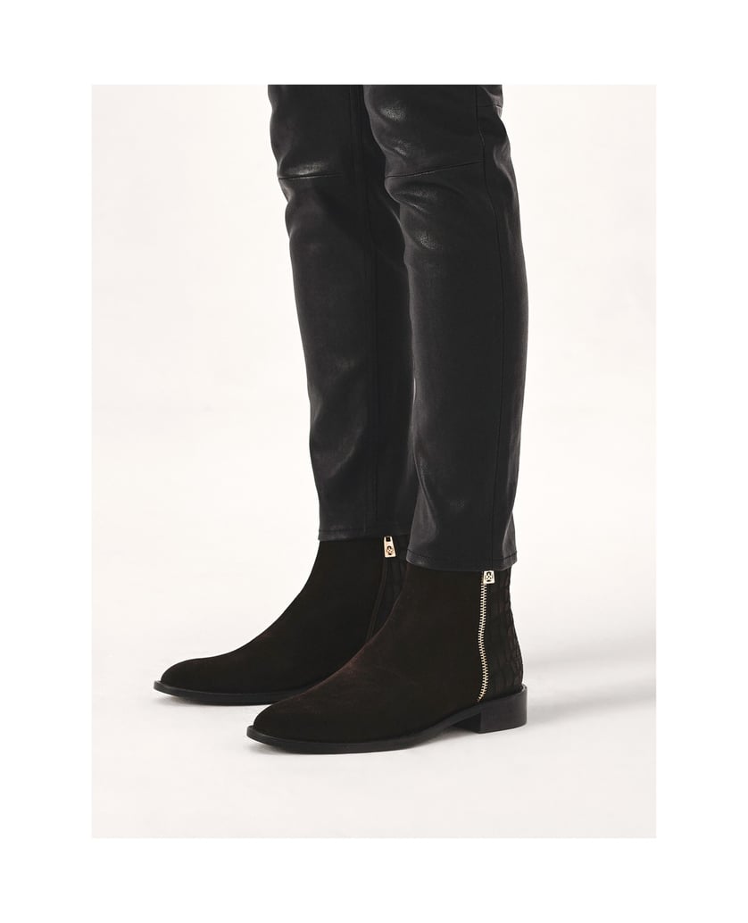 Kazar-Zippered-suede-boots-with-embossed-pattern-tmavě-hnědá