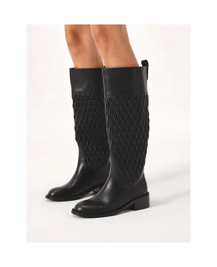 Kazar-Schlupfstiefel-mit-originellem,-geknitte-schwarz