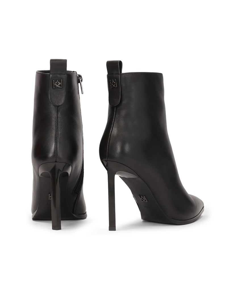 Kazar-Black-leather-boots-with-a-slender-heel-čierna