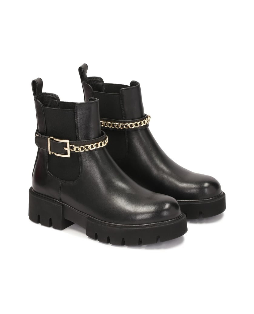 Kazar-Chelsea-Stiefel-mit-Ziergürtel-und-Kette-schwarz