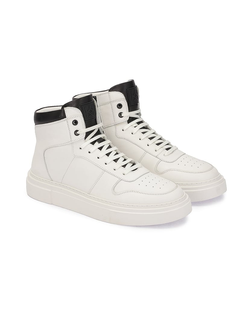 Kazar-Herrensneaker-aus-Leder-mit-knöchellange-weiss