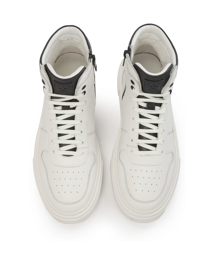 Kazar-Herrensneaker-aus-Leder-mit-knöchellange-weiss