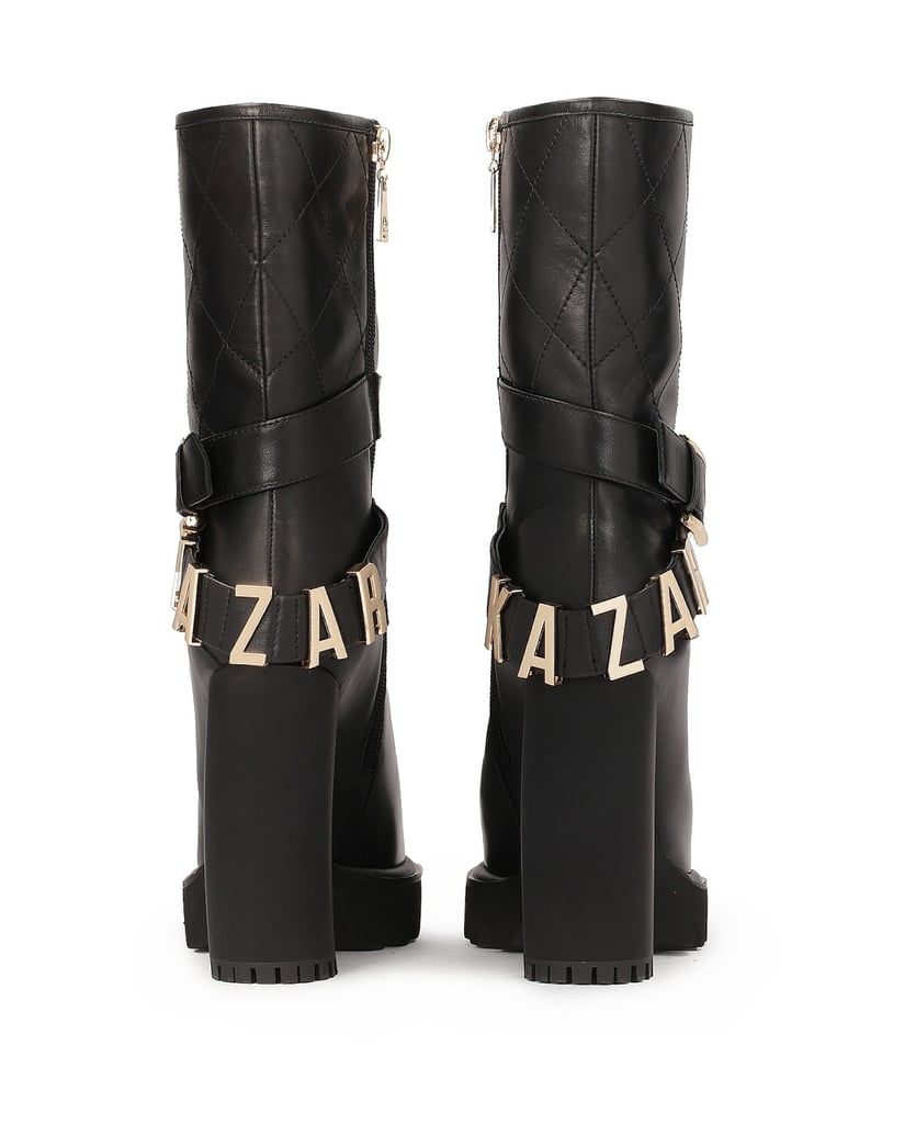 Kazar-Stiletto-booties-with-a-logoed-strap-around-the-upper-čierna
