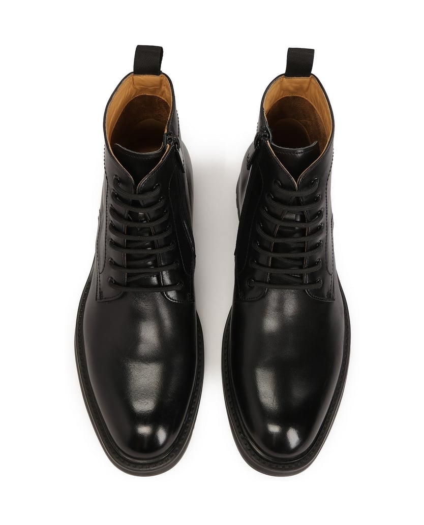 Kazar-Klassische-schwarze-Glattlederstiefel-schwarz