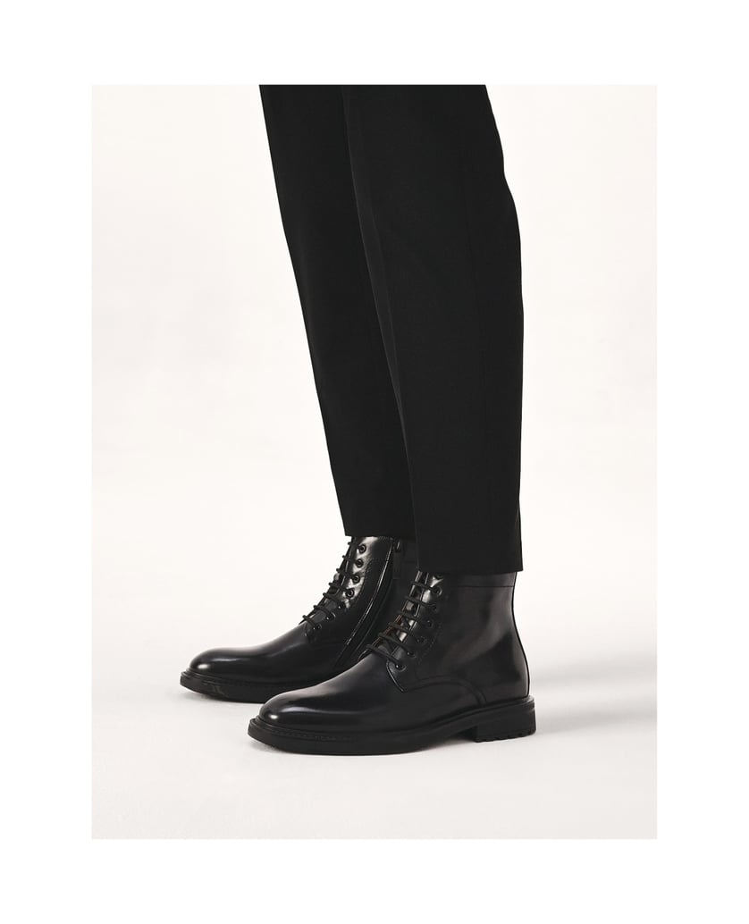 Kazar-Klassische-schwarze-Glattlederstiefel-schwarz