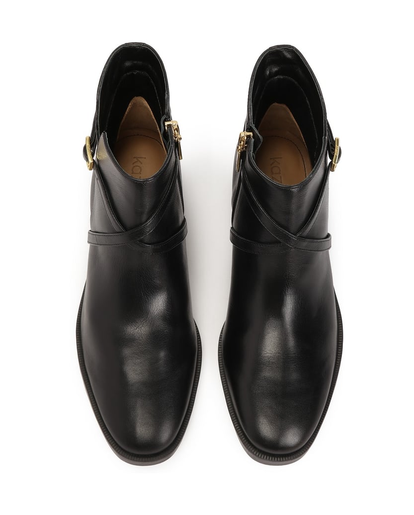 Kazar-Flache-Stiefel-mit-sich-kreuzenden-Rieme-schwarz