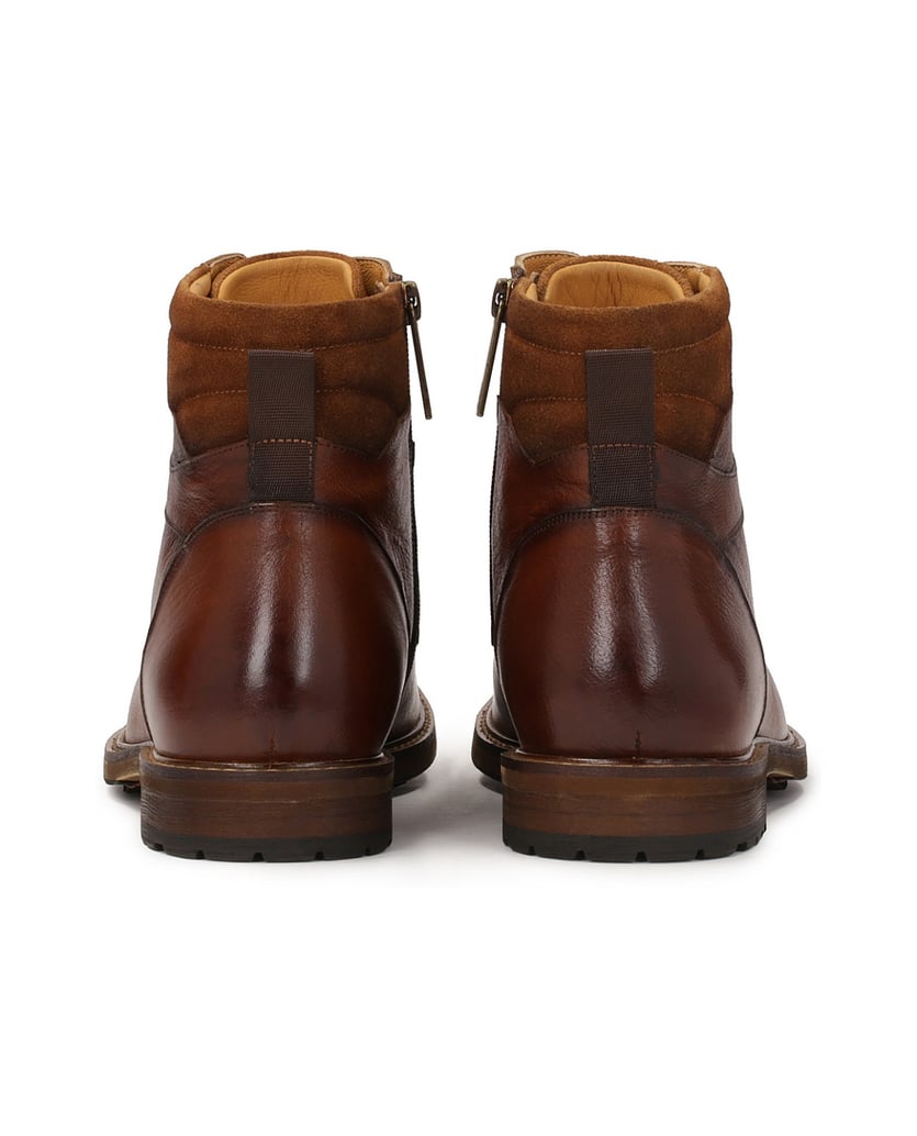 Kazar-Braune-Stiefel-aus-Glattleder-und-Wildle-braun