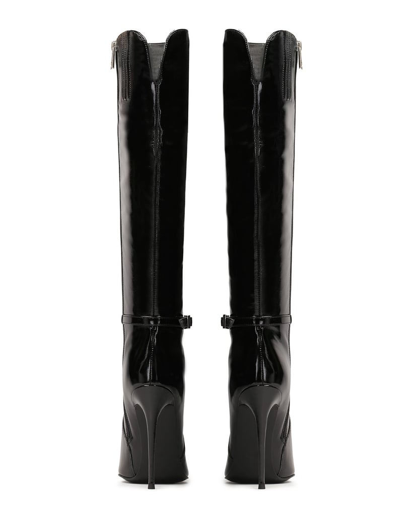 Kazar-Patent-leather-stiletto-heeled-boots-with-cutout-upper-černá