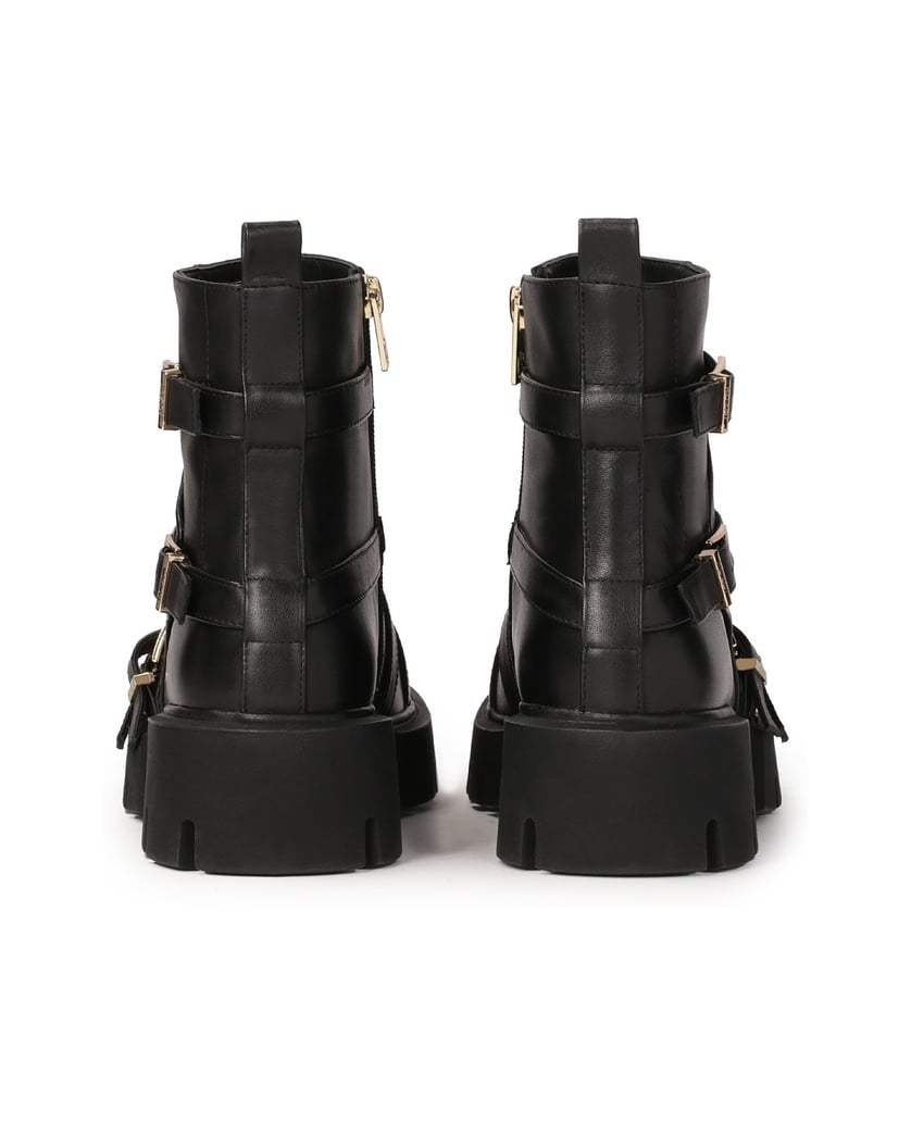 Kazar-Flache-Stiefel-mit-Riemen-mit-Schnallen-schwarz