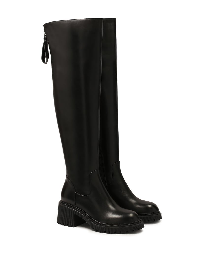 Kazar-Schwarze-Lederstiefel-mit-einem-Schaft-u-schwarz