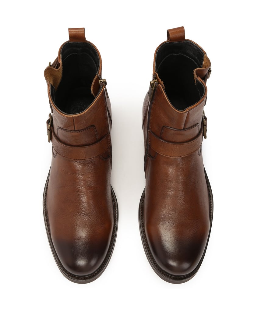 Kazar-Herrenstiefel-aus-braunem-Leder-mit-Reiß-braun