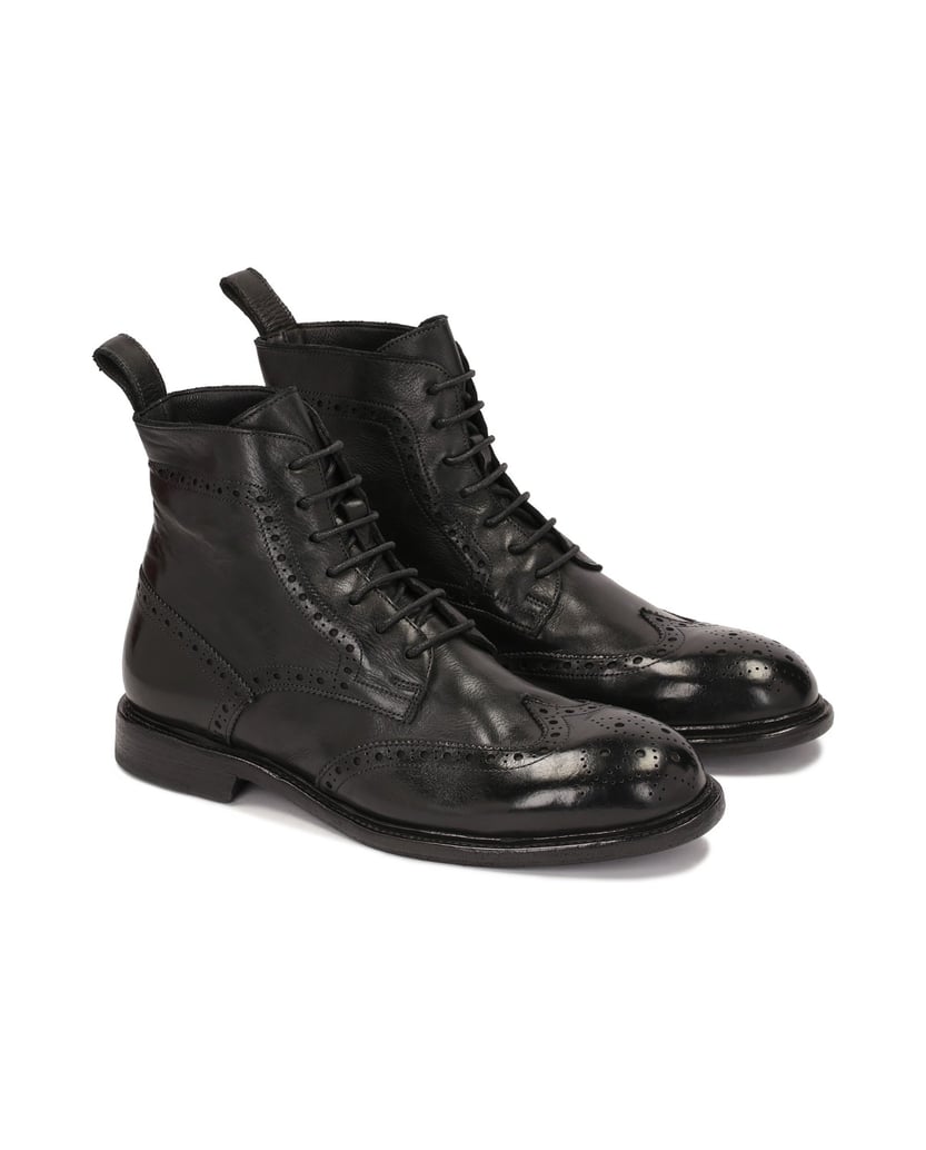 Kazar-Schwarze-Brogue-verzierte-Stiefel-schwarz