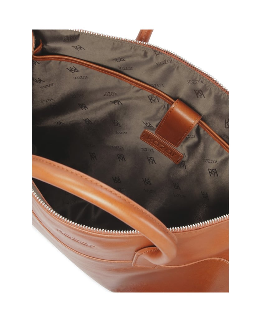 Kazar-Brown-leather-single-compartment-bag-hnědá