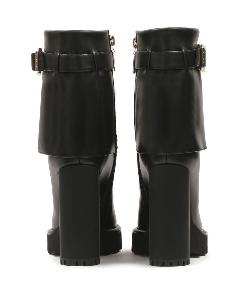 Kazar-Schwarze-Lederstiefel-mit-umgeschlagenem-schwarz